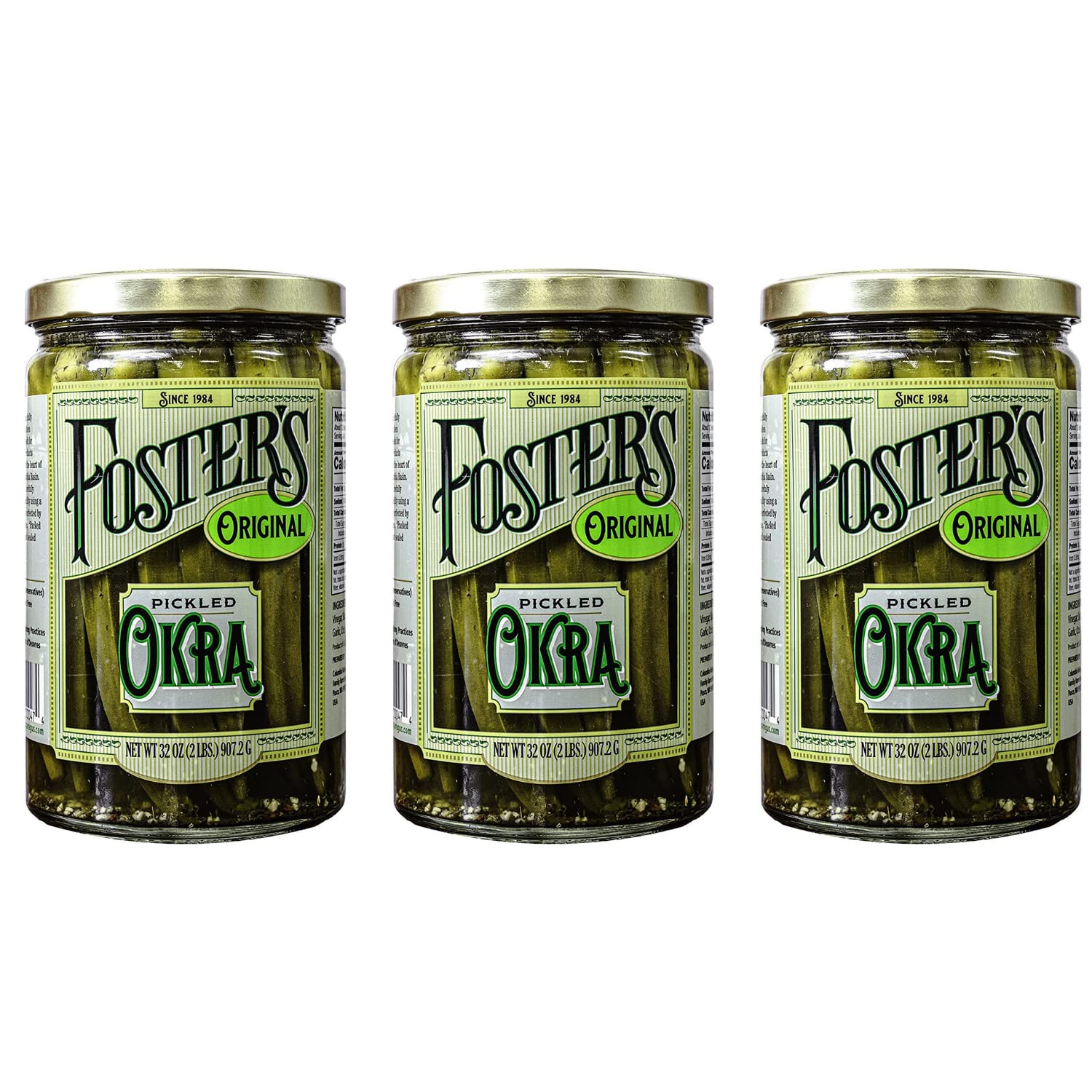 Buy Foster's Pickled Okra 32 oz (Pack of 3) Original Flavor With