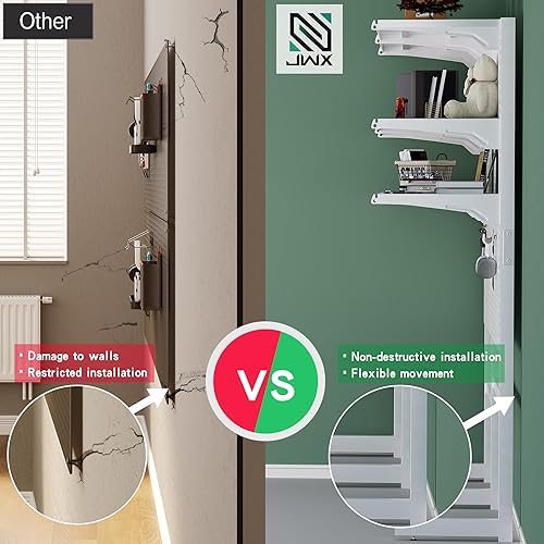 Miniatura 9 de Estantería de pie, armarios de garaje blancos para oficina en casa con tablero de clavijas de metal y 15 soportes organizadores de herramientas