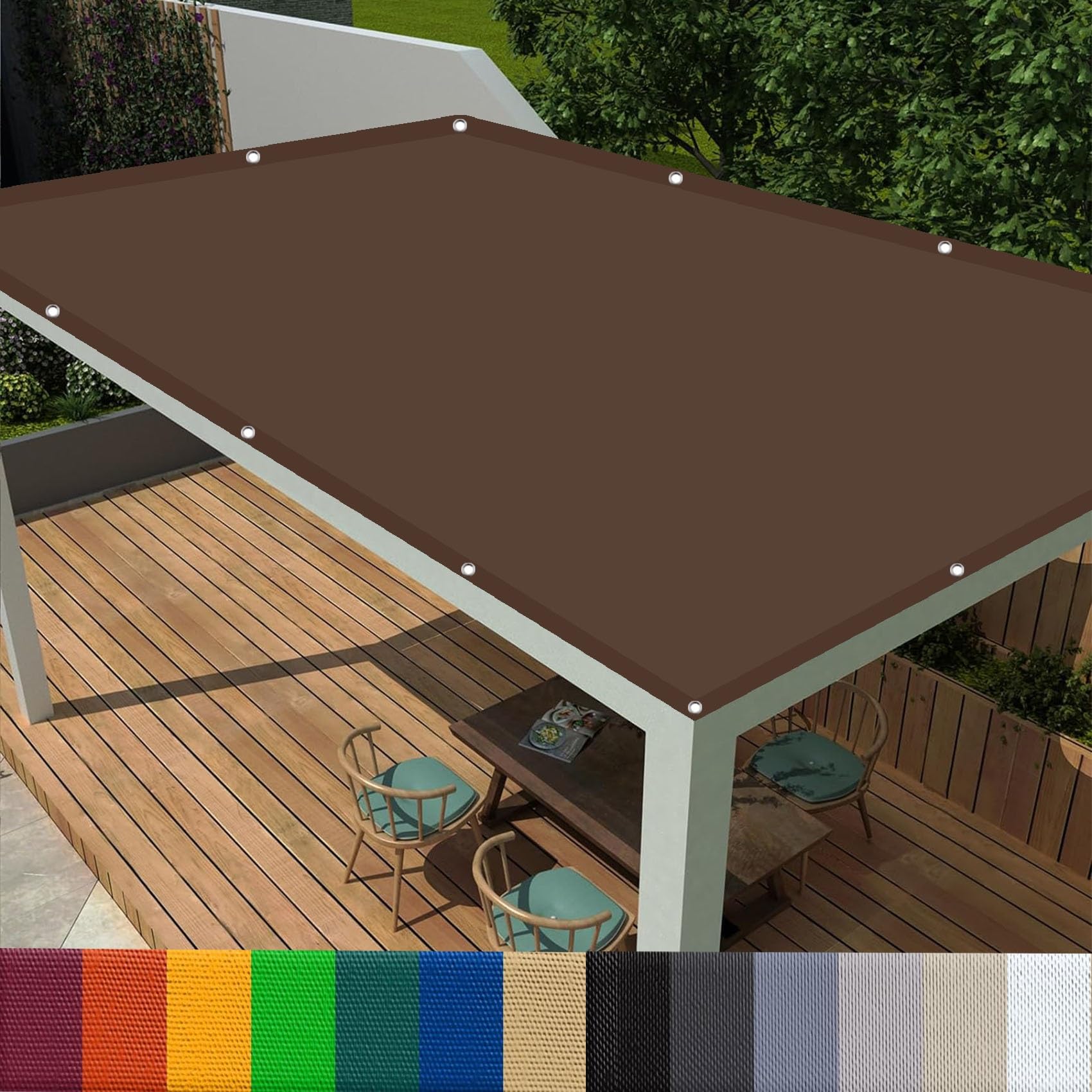 Voile d'ombrage polyester imperméable 2.5x6m avec filet protection solaire