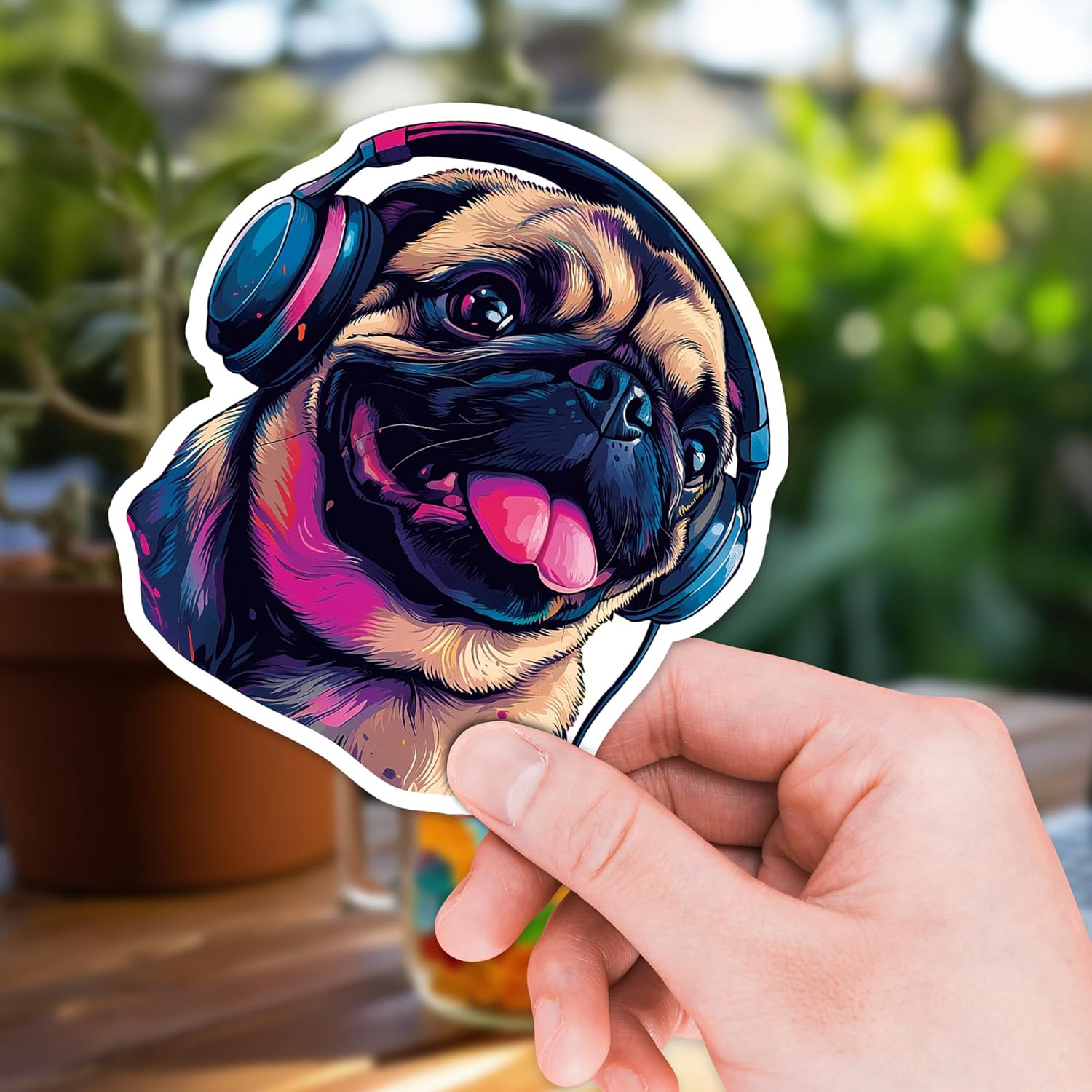 Pug Sticker 8 Pcs (Large Size) Vinyl Stickers Laptop Waterproof Decal for Car Bumper Water Bottle Notebook Luggage Window Funny Party Birthday Decorations - Size 4 Inches - Image 3