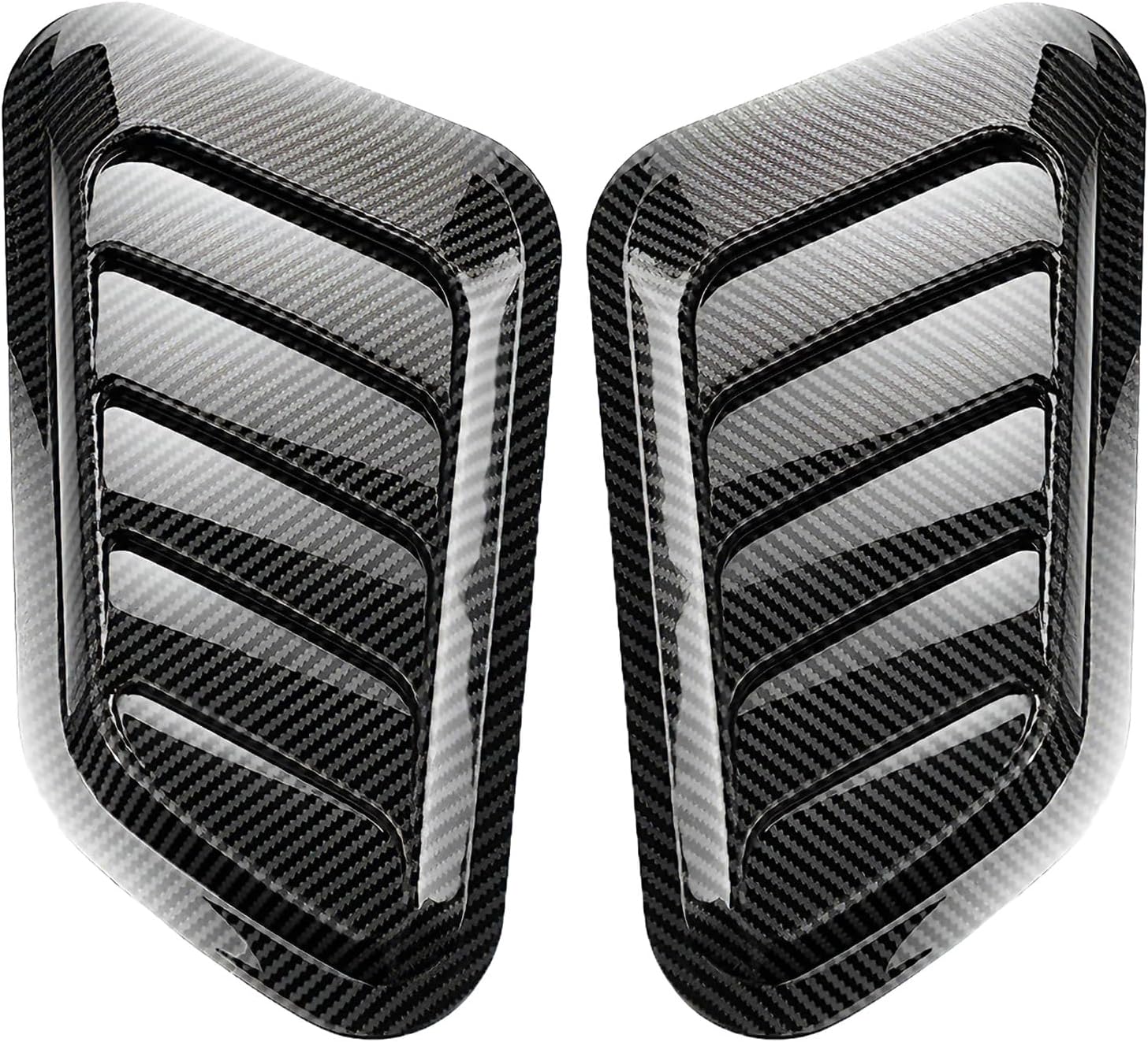 2Pcs Car Hood Vent Scoop Kit for Dodge RAM 1500 2Dr 2019-2024 2025, Air Flow Intake Louvers Hood Trim Cove Car Modified Accessory Vehicle Exterior Decorative,Carbon Fiber Texture