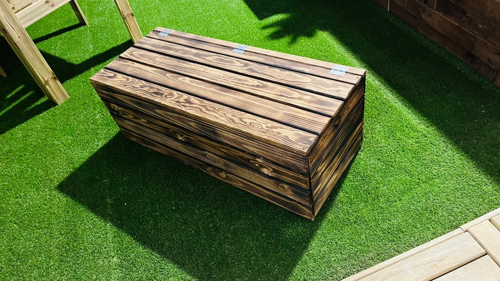 Baúl/Banco de Madera de Pino Envejecido en el Estilo, tratado para Exteriores (60X30X30 CM)