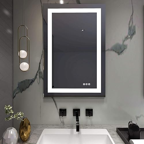 Miniatura 2 de ATHETOP Interruptor táctil regulable de 24 x 36 pulgadas, espejo de baño iluminado por LED, CRI90, 3000K, 4000K, 6500K, temperatura de color