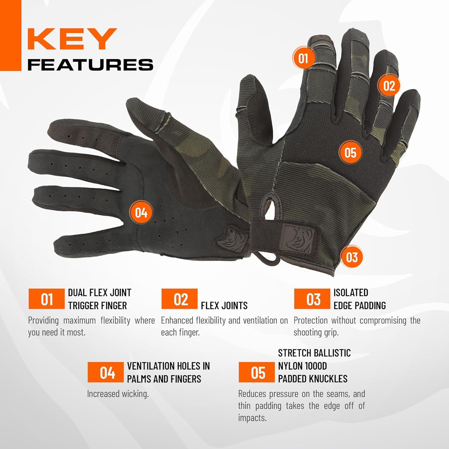 PIG Alpha Full Dexterity Tactical Gloves for Shooting, Touchscreen Compatible, Breathable, 1 Pair - Image 4