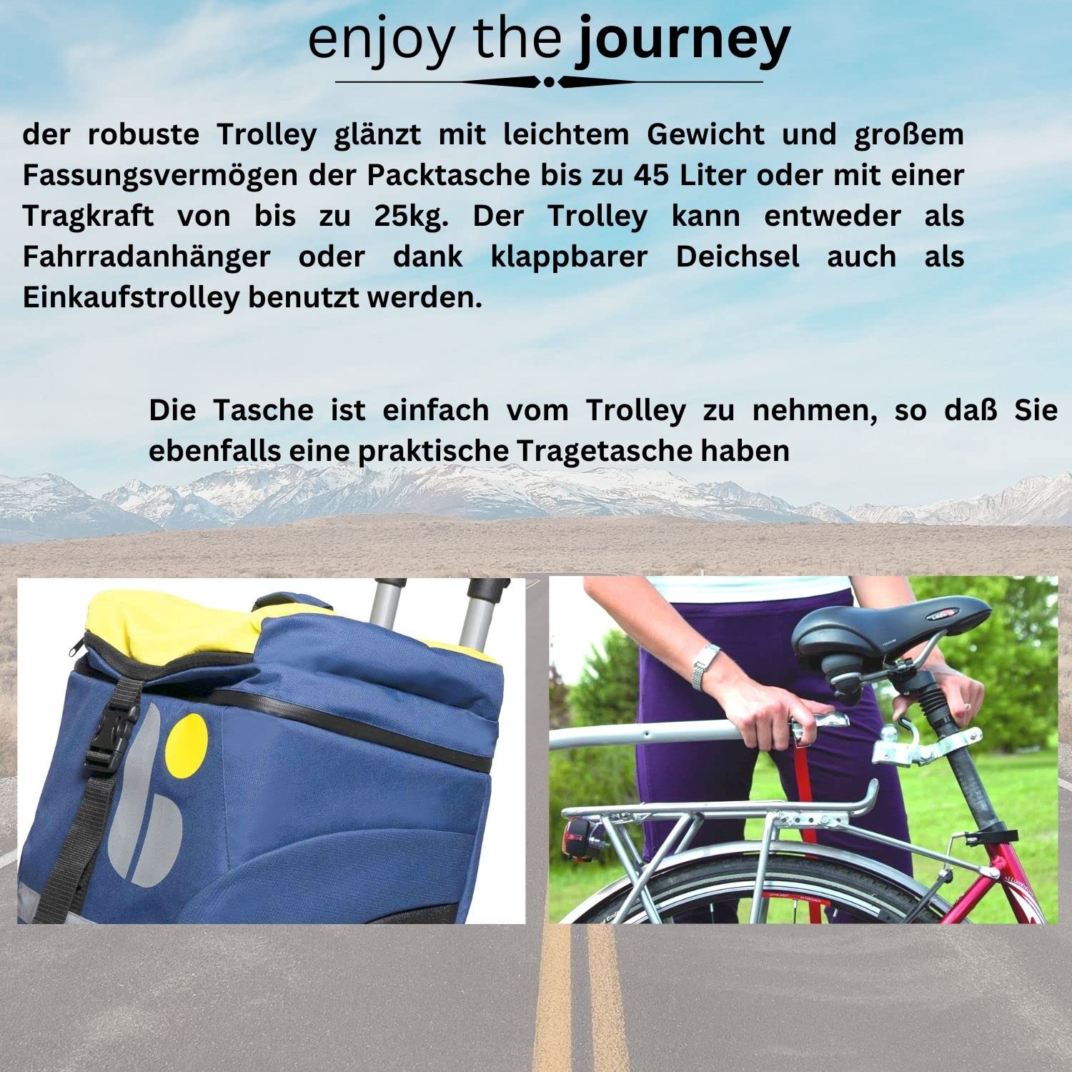RIMORCHIO BAGAGERE B-Tourist Blu/Giallo Fissaggio Telaio BELLELLI 38X27X54 45 litri Chiusure Impermeabili