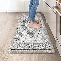 Vista 97 de KIMODE - Juego de 2 tapetes de cocina bohemios, antifatiga, antideslizantes, impermeables, ergonómicos, acolchados, cómodos, para lavandería, Rojo