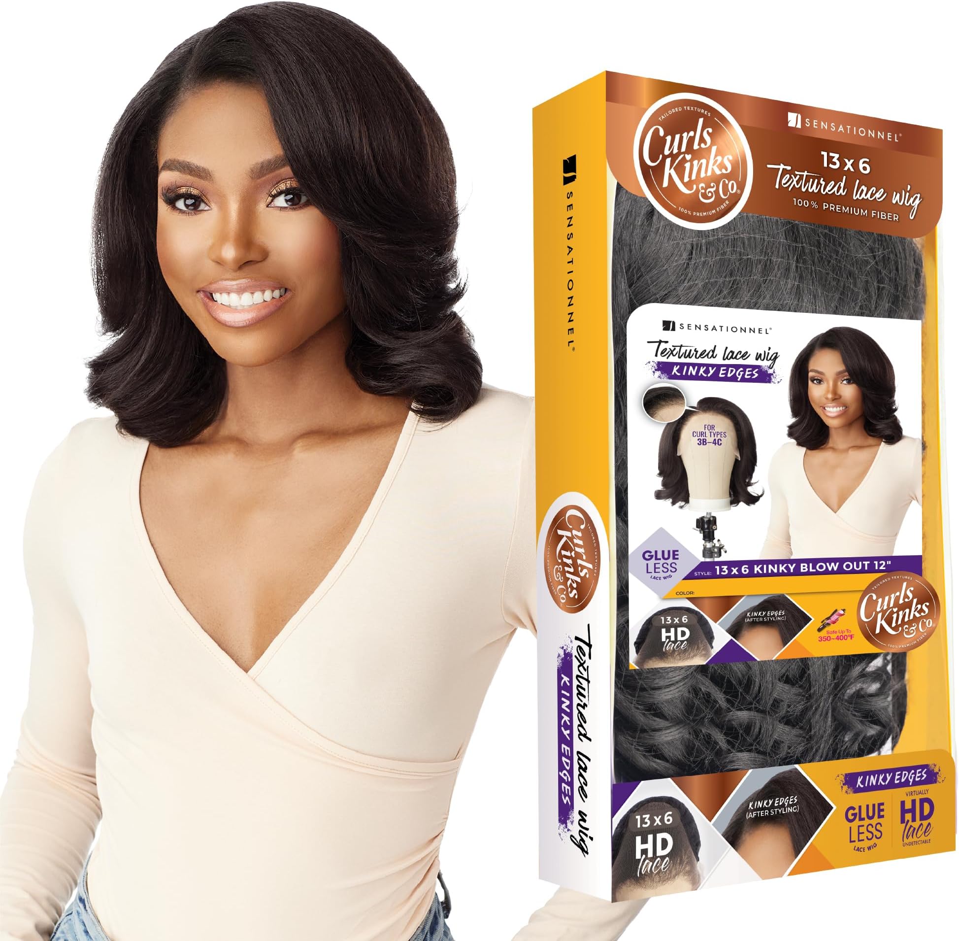 Sensationnel Curls Kinksandco Kinkyedges Wig - Kinky Straight 24 Inch 13X6 Lace Frontal Natural Kinkytexture Edged Hairline For Natural 3C To 4C Hair Textures (BALAYAGEMOCHA - View #3