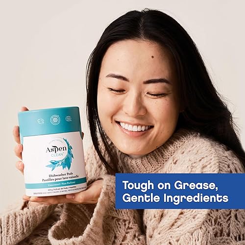 Miniatura 7 de Cápsulas de lavavajillas sin perfume de AspenClean, sin colorantes, cero plástico, EWG Verified™, vegano, ecológico, detergente natural