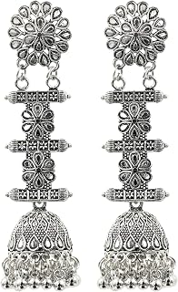 Everlynn Jewellery Oxidised Silver Dangler Jhumka Earrings for Women and Girls | Traditional Ethnic Earrings | Lightweight... Price In India