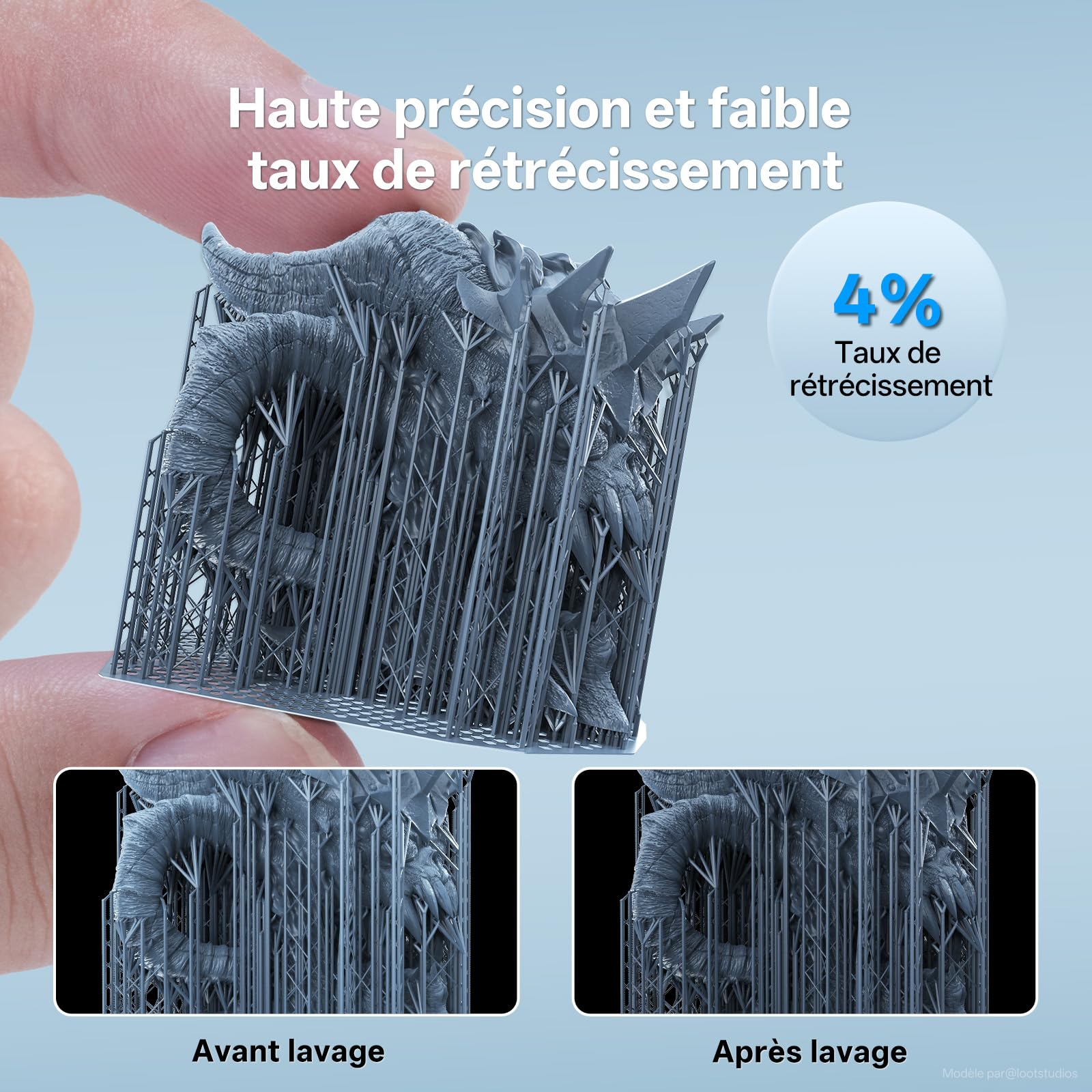 ANYCUBIC Résine Lavable à l'eau ABS-Like 3.0, Résine pour Imprimante 3D à Faible Odeur, Haute Dureté et Ténacité, Résine Durcissant aux UV 405 nm pour Toutes les Imprimantes 3D Résine, Noir 1KG