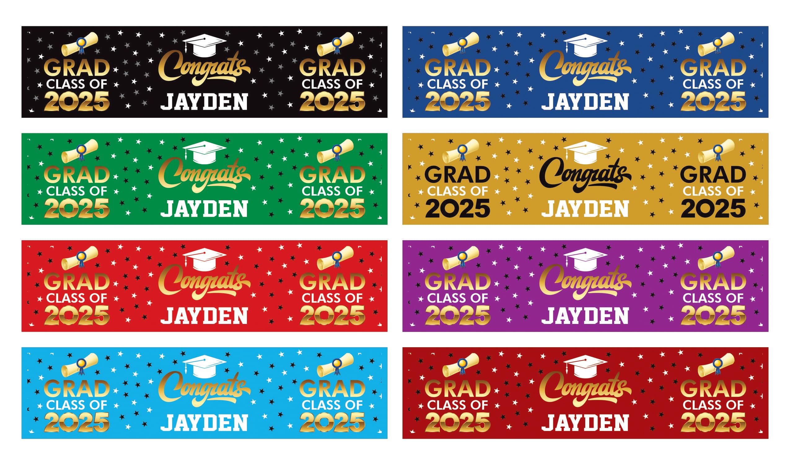 Voila Print 25 Pcs Custom Graduation 2025 Water Bottle Labels, Personalized Class of 2025 Graduation Party Decorations for Table, Waterproof Grad Favors, VP2809