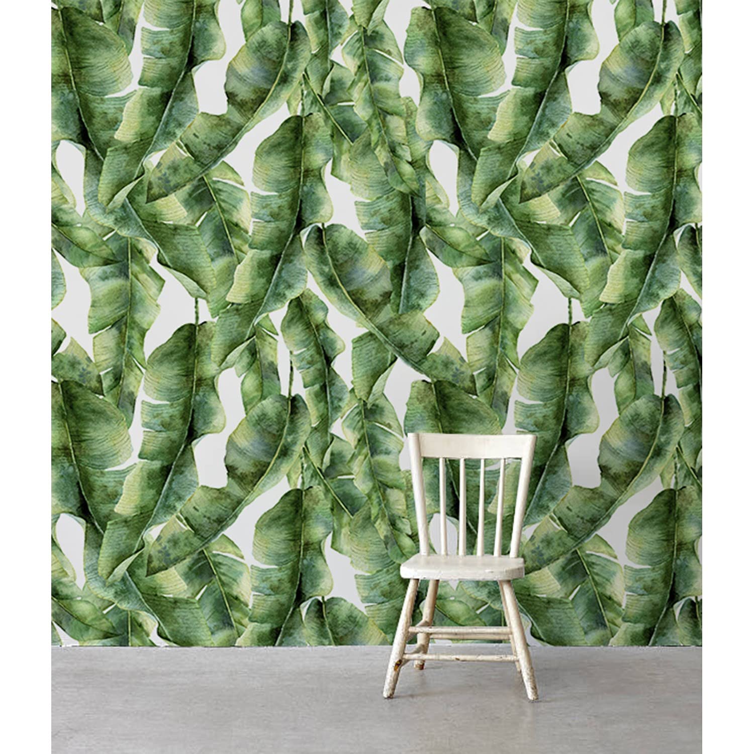 Papier peint latex lavable feuilles de palmiers pour masquer defauts mur et meuble