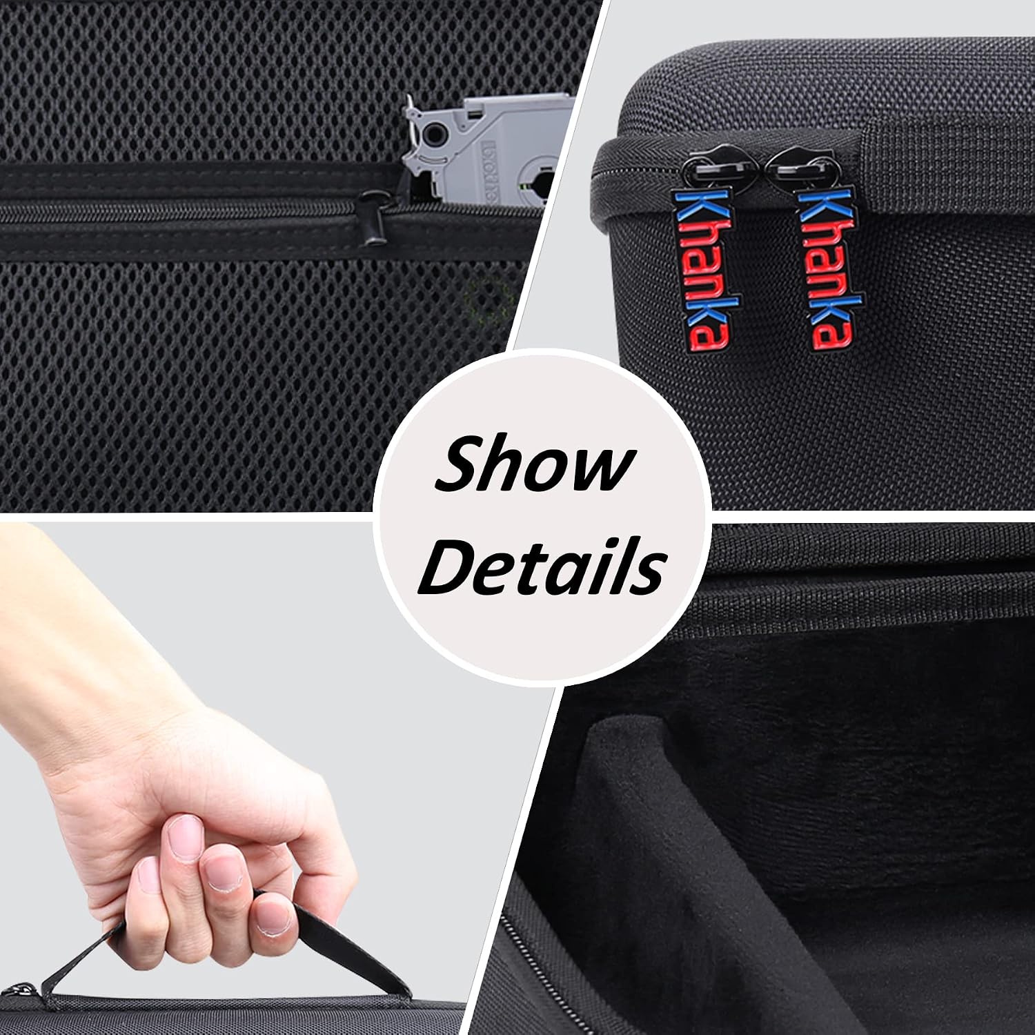 khanka Hard Travel Case for Brother P-Touch Pt-d400 PTD400AD,Black 2 | EVA Hard Shell, Mesh Pocket Accessory Storage, Impact Resistant Protection, Water Resistant Protection, Protective Case Only
