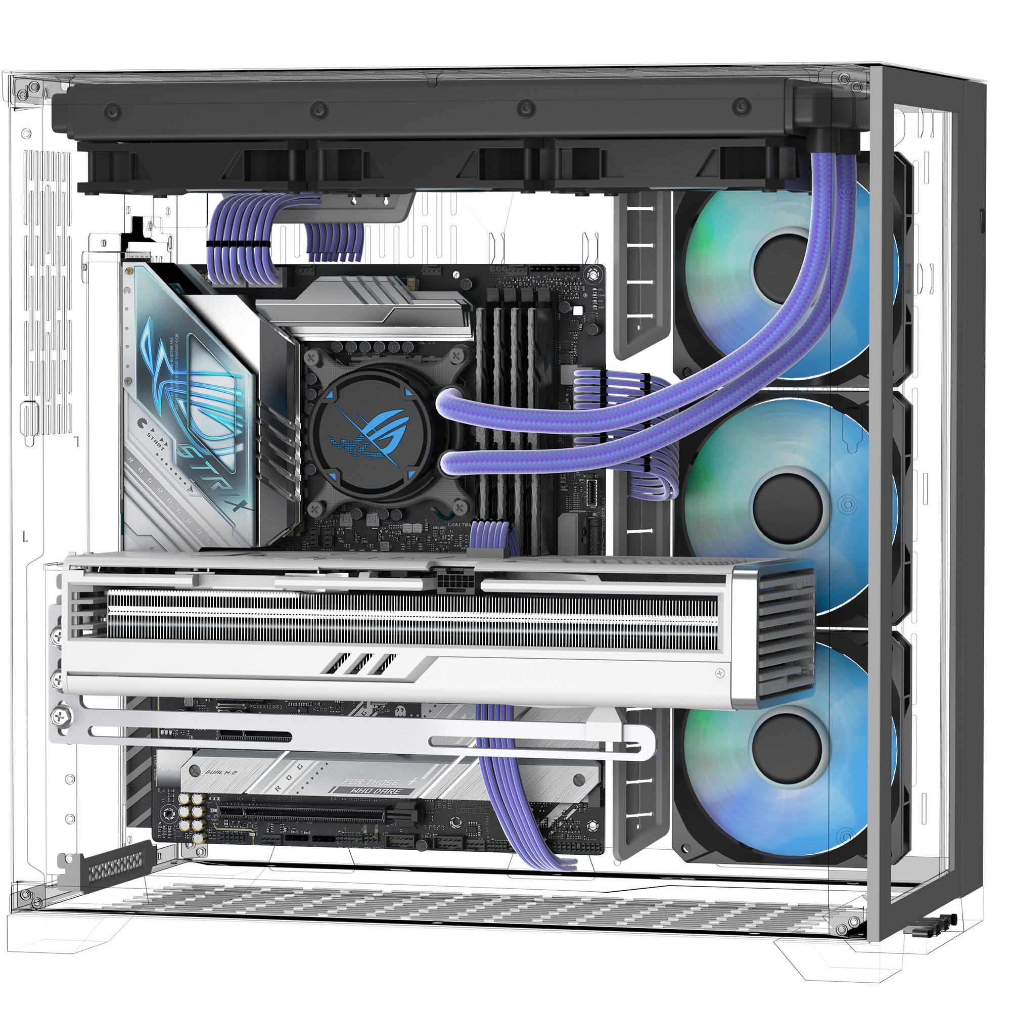 Staffa di supporto GPU, supporto per scheda grafica, supporto regolabile per scheda video (bianco)