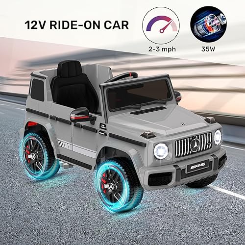 Miniatura 2 de ANPABO Mercedes-Benz G63 Auto con licencia para niños, auto de paseo de 12 V con control remoto para padres, aviso de voz de batería baja, linterna