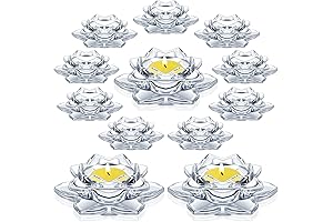 meekoo 12 Pcs Crystal Glass Lotus Candle Holders for Pooja Return Gifts