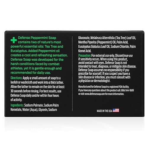 Miniatura 6 de Defense Soap Jabón de barra de árbol de té natural, paquete variado de 3 barras, original, menta, avena