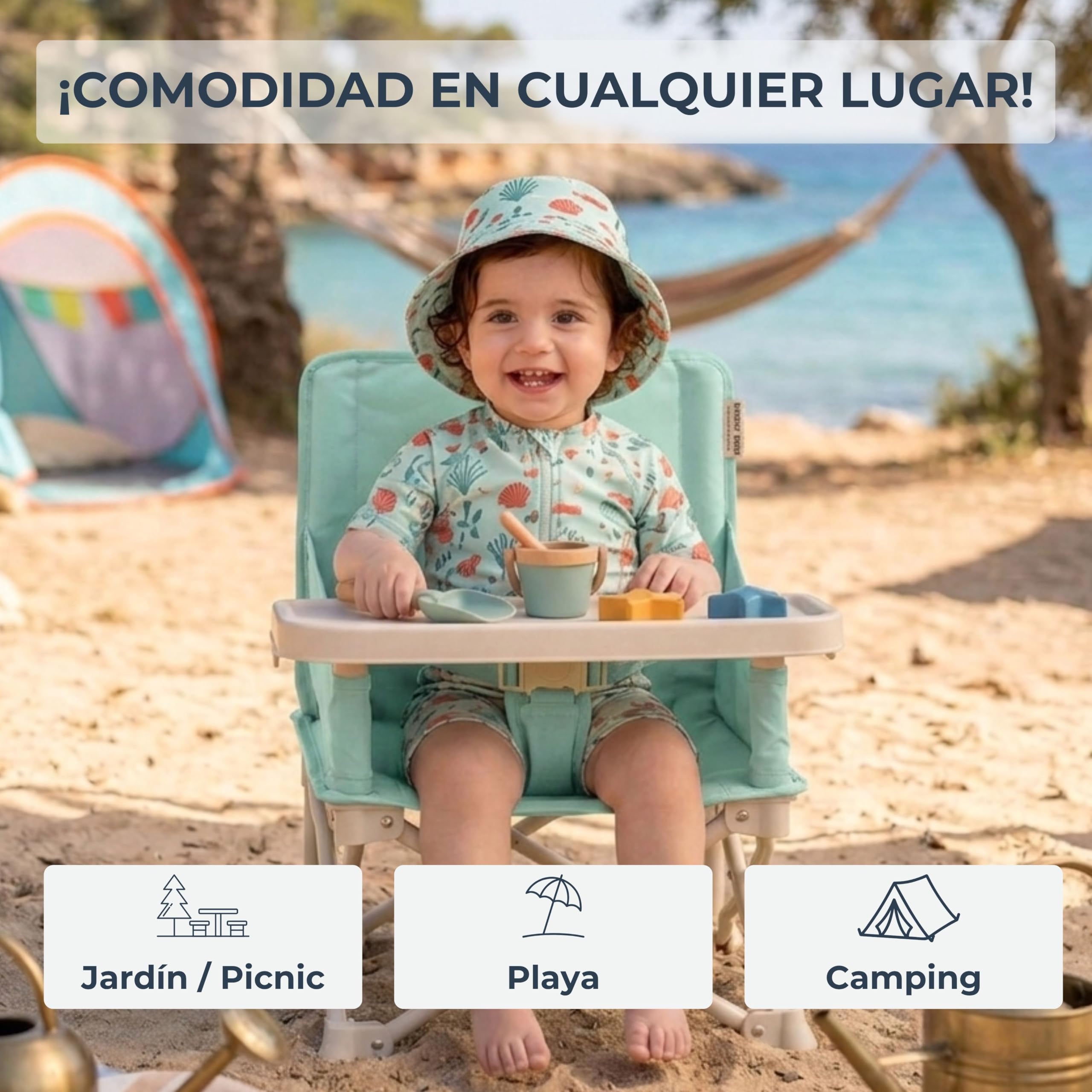 Silla Elevadora Portátil Infantil/Trona con Bandeja - Bebes 6 a 36 Meses (Mint)