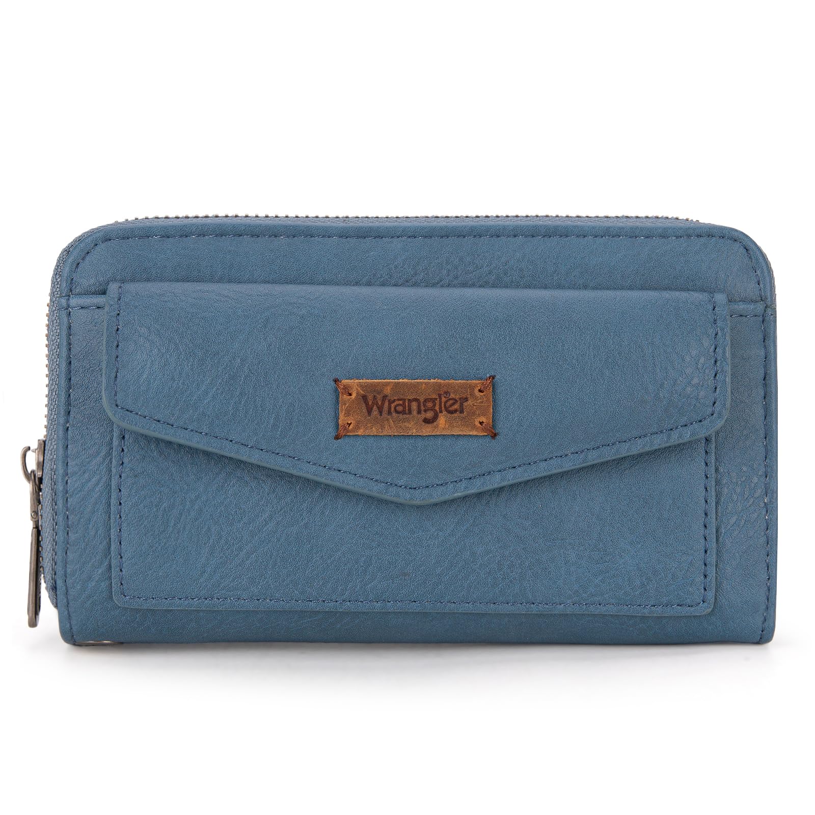 Wrangler Large Capacity Wallets Women with Wristlet and Metal Smooth Zipper