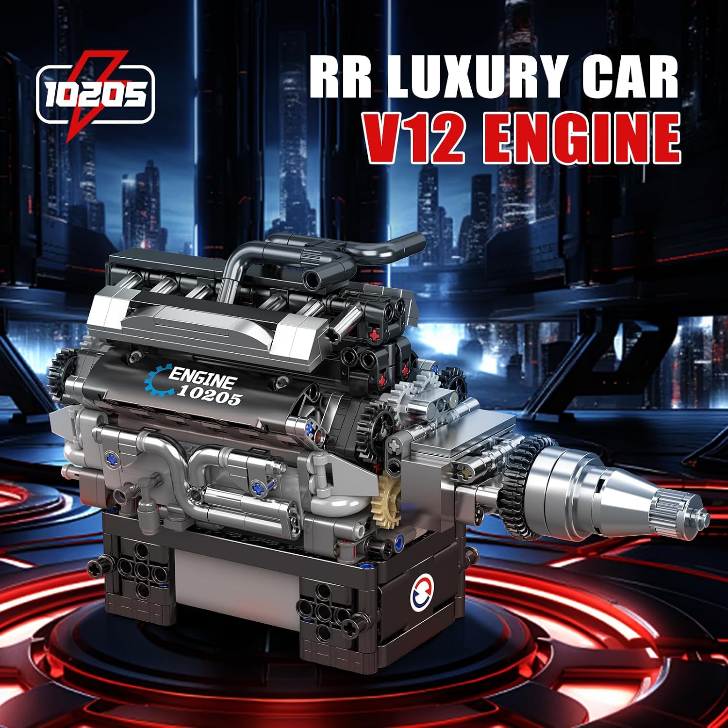 Mould King 10205 Luxury Car Model Toy,V12 Engine Transmission Model Kit, Sports Car Bricks Set Building Gift for Adults (733+ Pieces)