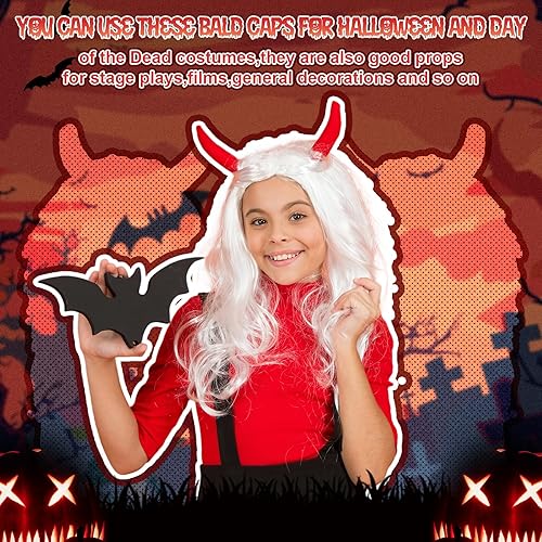 Miniatura 19 de Syhood 2 piezas de Halloween calva gorra maquillaje látex calvo sombrero cabeza peluca gorras cosplay disfraz para adultos