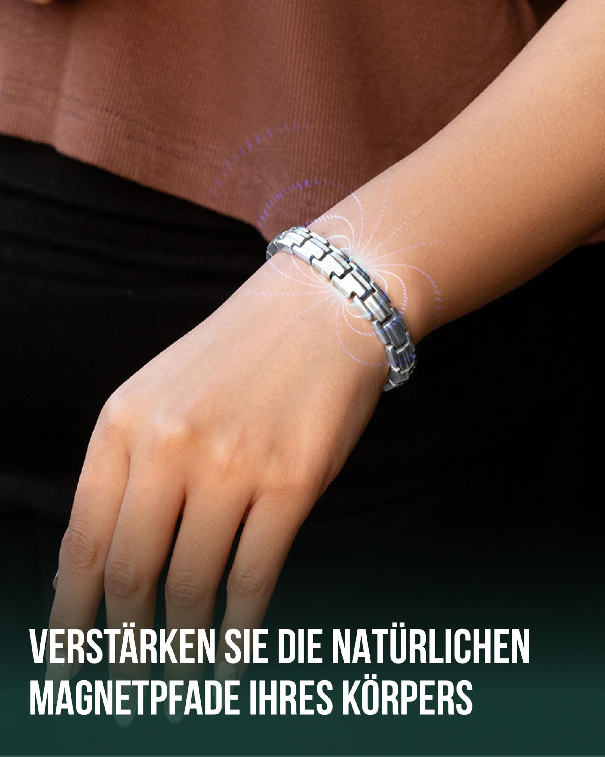 MagnetRX EllipseMAX Magnetarmband Damen 5.000 Gauß Titan Schmuck verstellbar Silber