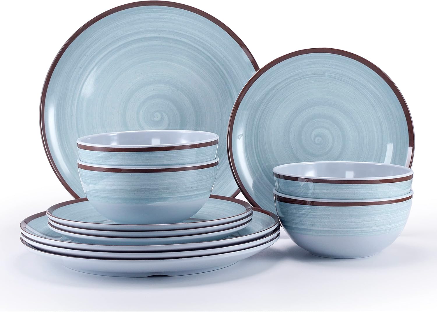 Melamine Dinnerware Set for 4, 12Pcs Dinnerware Sets, Green Plates And