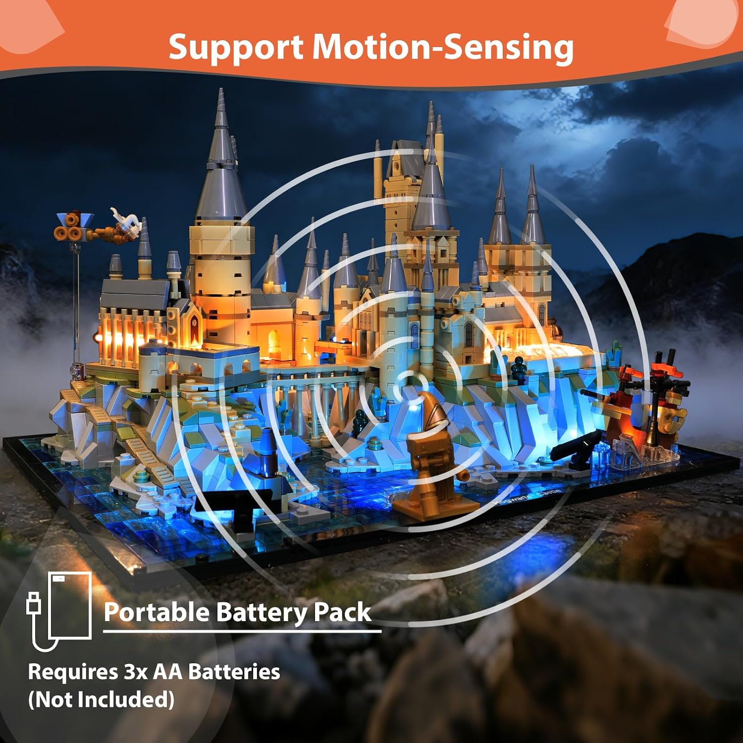 Led Lighting Kit with Sensor Light for Lego 76419 Hogwarts Castle and Grounds, Lighting Accessories Compatible with Lego 76419(Lights Only, No Model) - Sensor Version