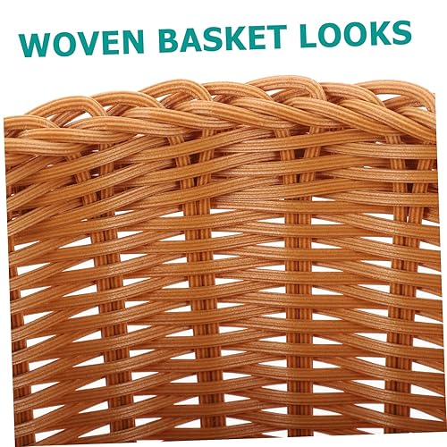 Miniatura 9 de BUGUUYO Papelera tejida de ratán para almacenamiento natural, cesta de lavandería para baño, con tapa, cesta de basura de ratán, maceta de mimbre