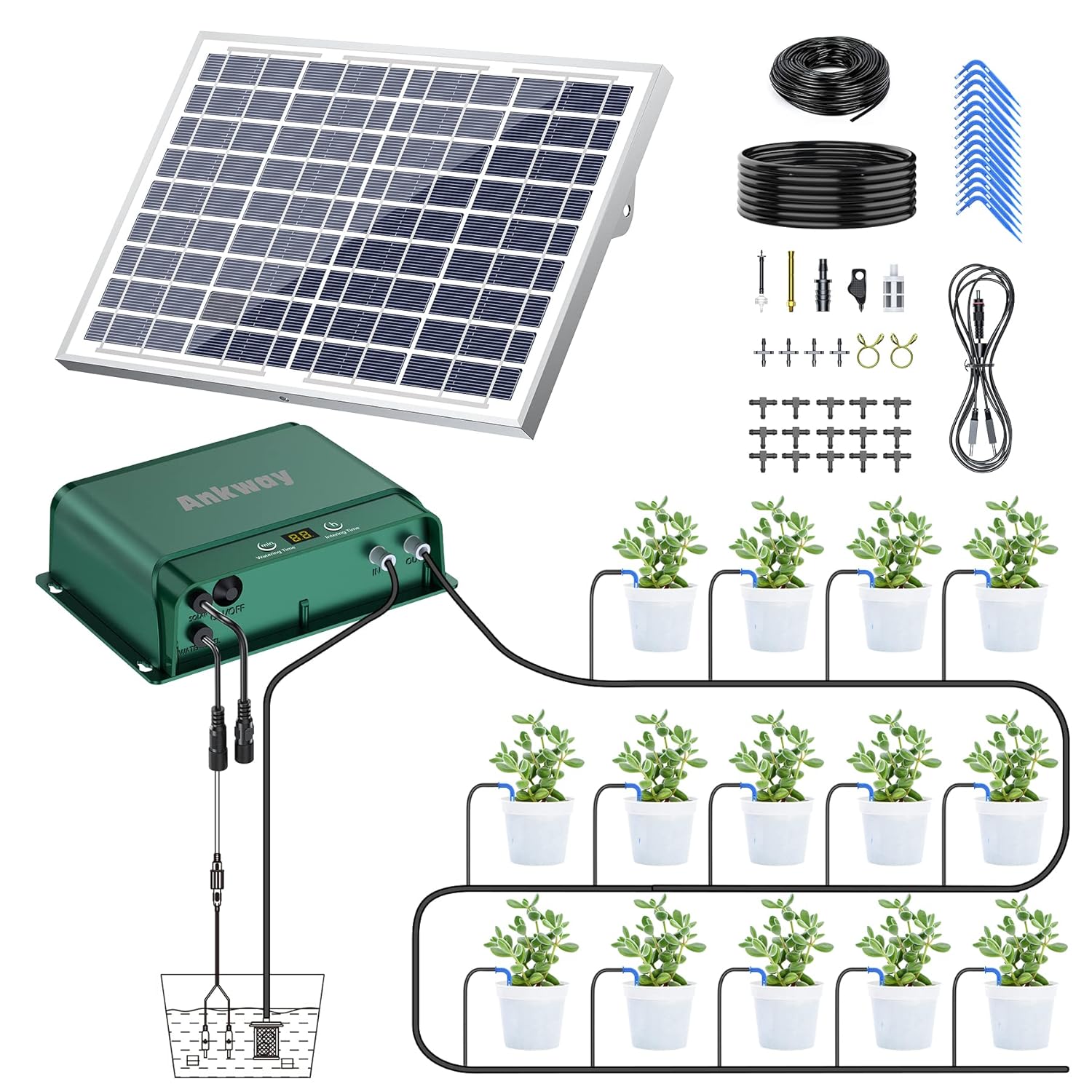 Automatic Watering Irrigation System 98.43FT 10W Solar Micro Drip