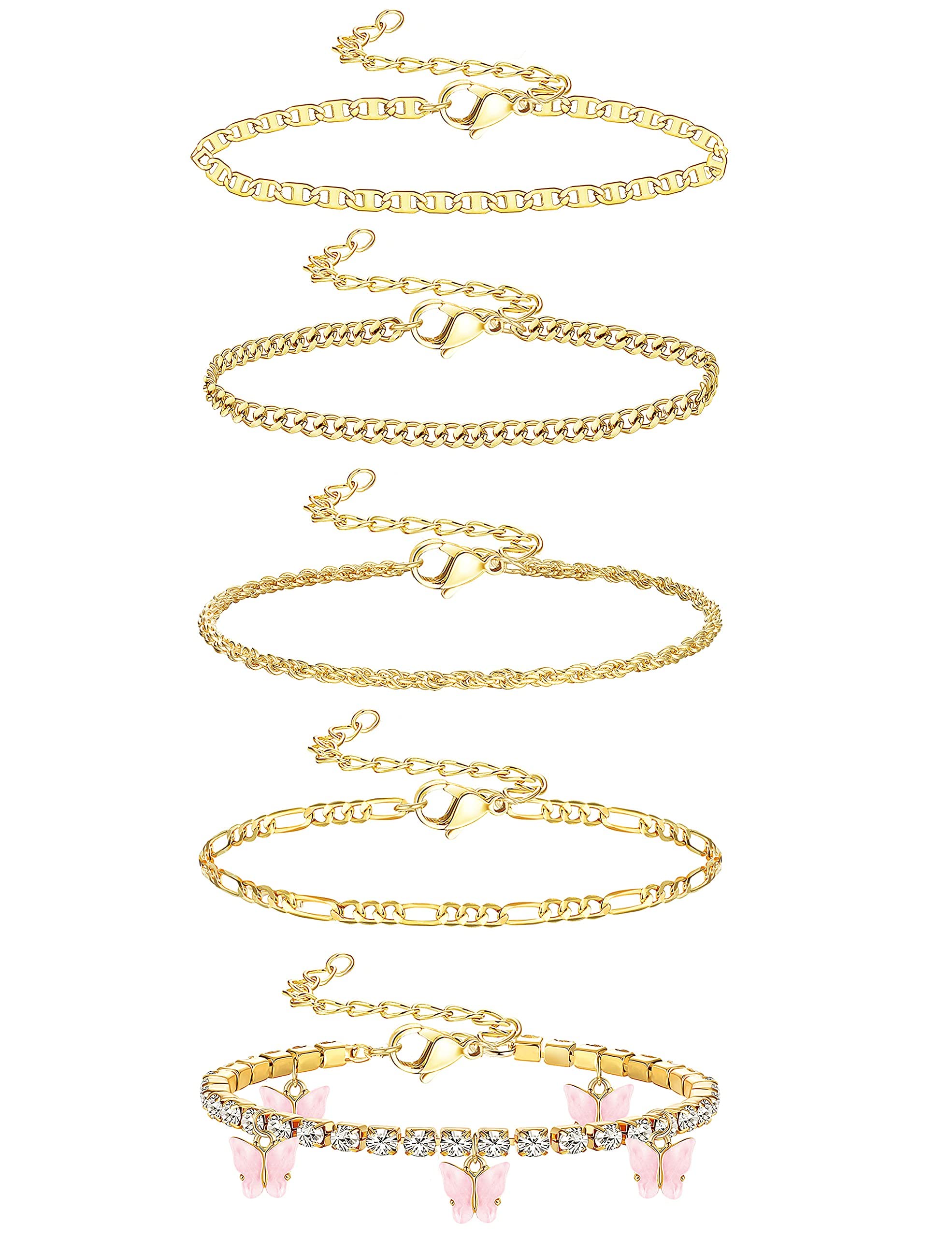 Finrezio Pcs Gold Ankle Bracelets For Women 18k Gold