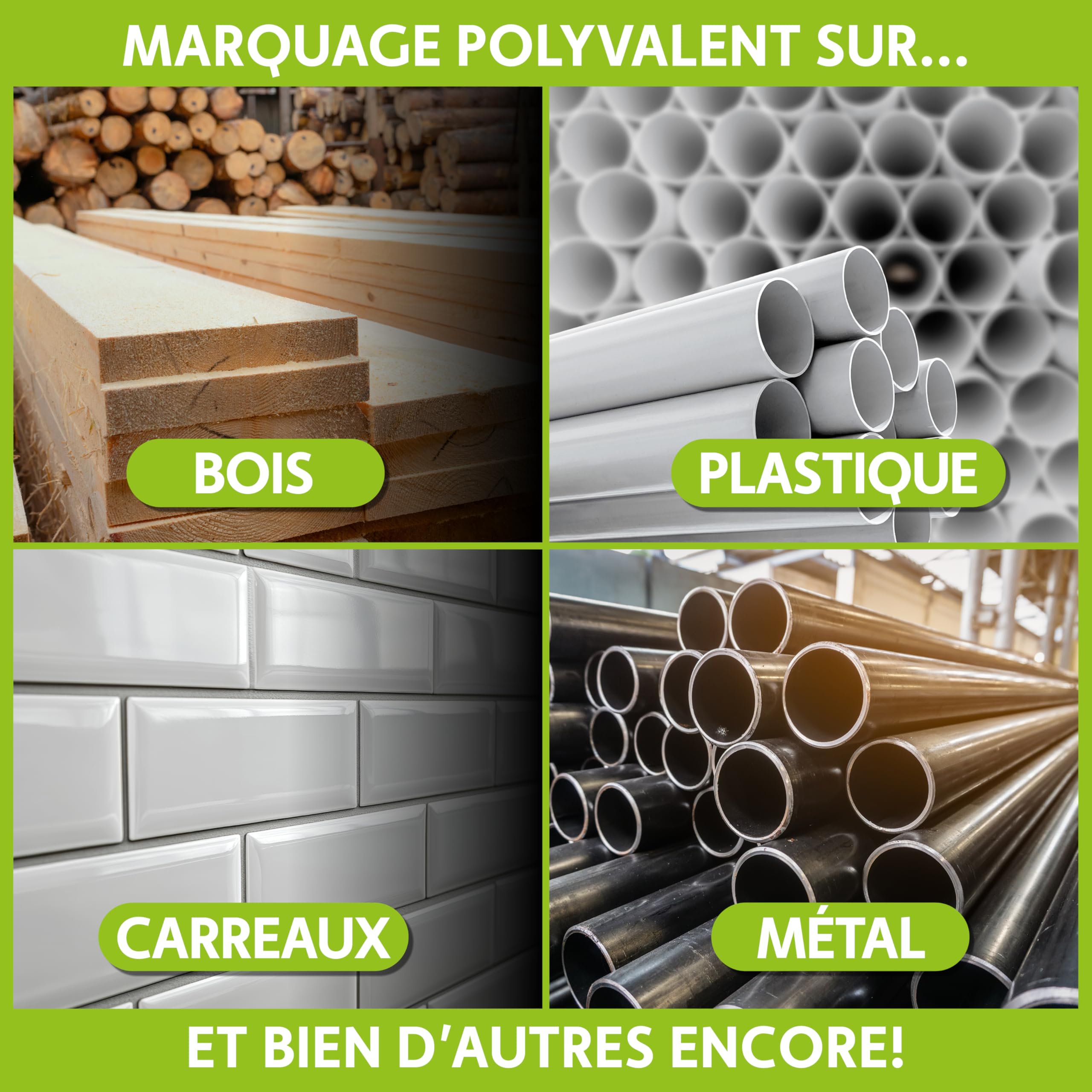 Tracer Kit de 5 marqueurs de construction avec étui de rangement – Crayon de charpentier, 2 marqueurs à pointe longue, marqueur sans obstruction et distributeur de mines de rechange