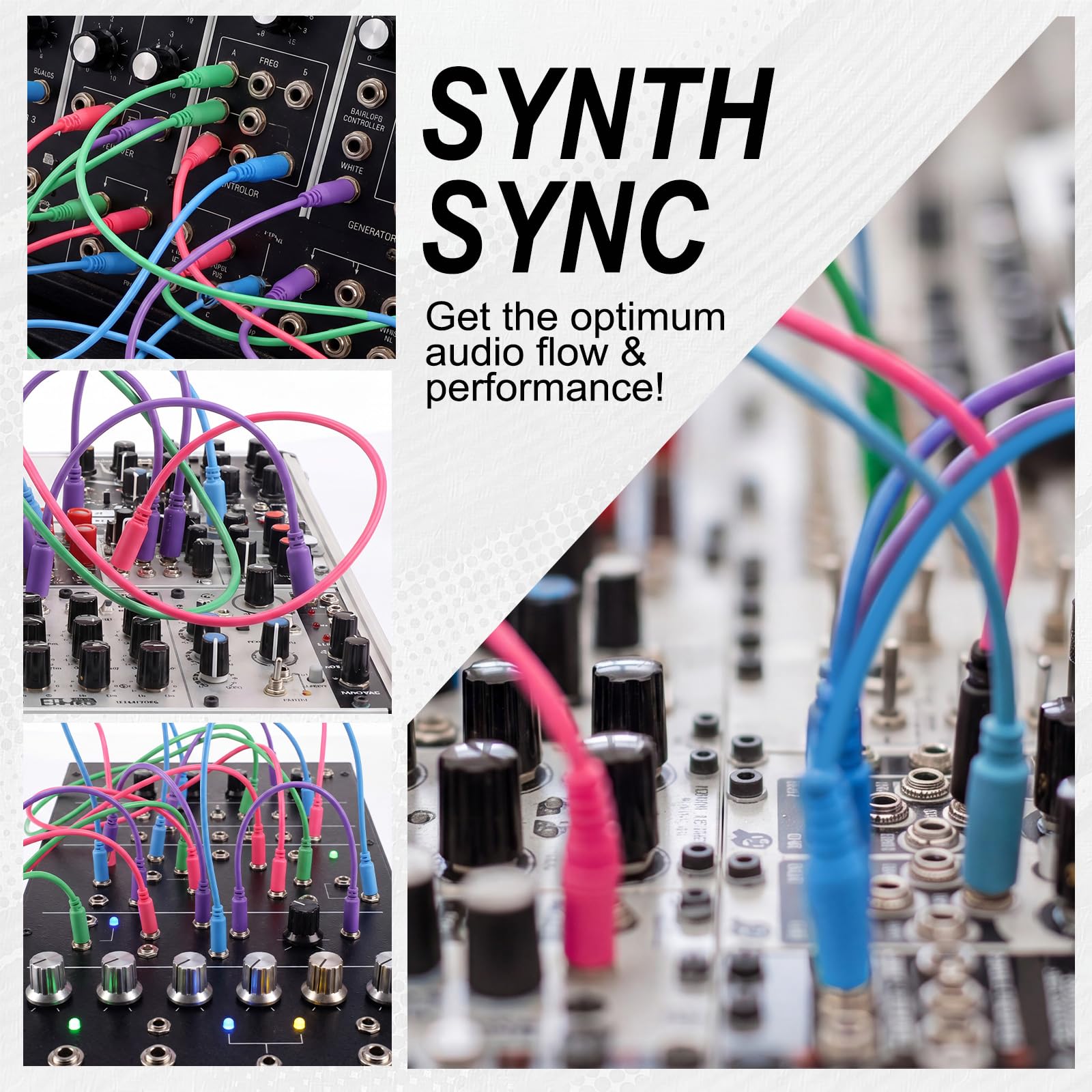 Konohan Confezione da 28 cavi patch mono modulari da 3,5 mm, 1/8 di pollice, per studio audio, palcoscenico, 15 cm, 30 cm, 45 cm, 60 cm, compatibili con sintetizzatore sintetizzatore Eurorack Moog