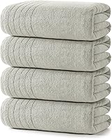 REDKISS Luxury Bath Towels Set of 4, 35x70 Extra Large 750 GSM Cotton, Super Soft Absorbent Quick Dry Light Gray Bath Sheets
