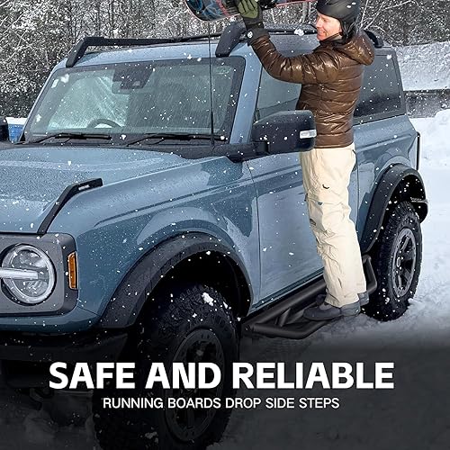 Miniatura 3 de Estribos compatibles con Jeep Wrangler JL de 2 puertas 2018 2019 2020 2021 2022 2023 2024 escalones laterales de acero resistente (2 unidades)