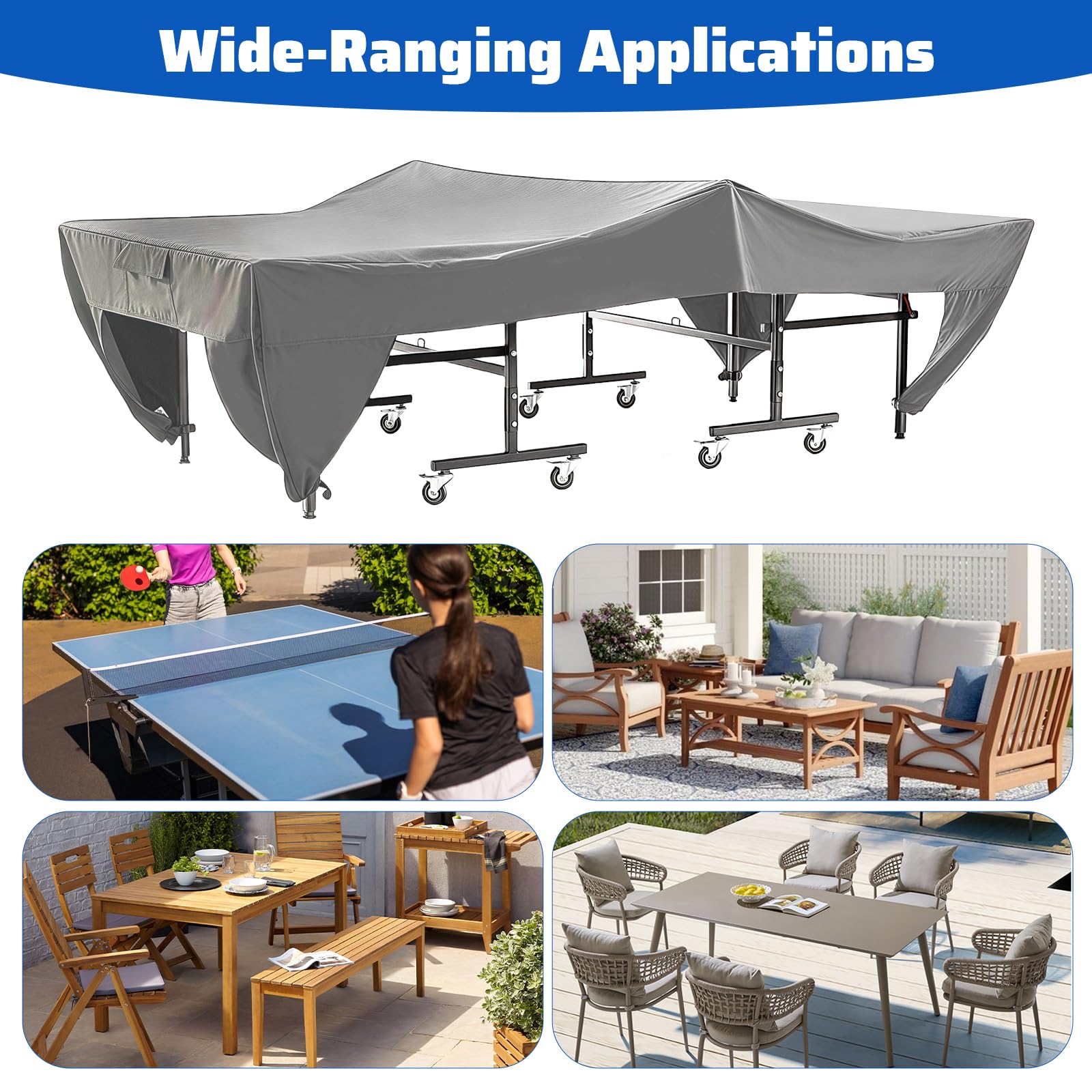 GAESHOW Housse de Table de Ping-Pong Pliable, 280 x 153 x 73cm, Polyester, avec Dispositifs de Verrouillage