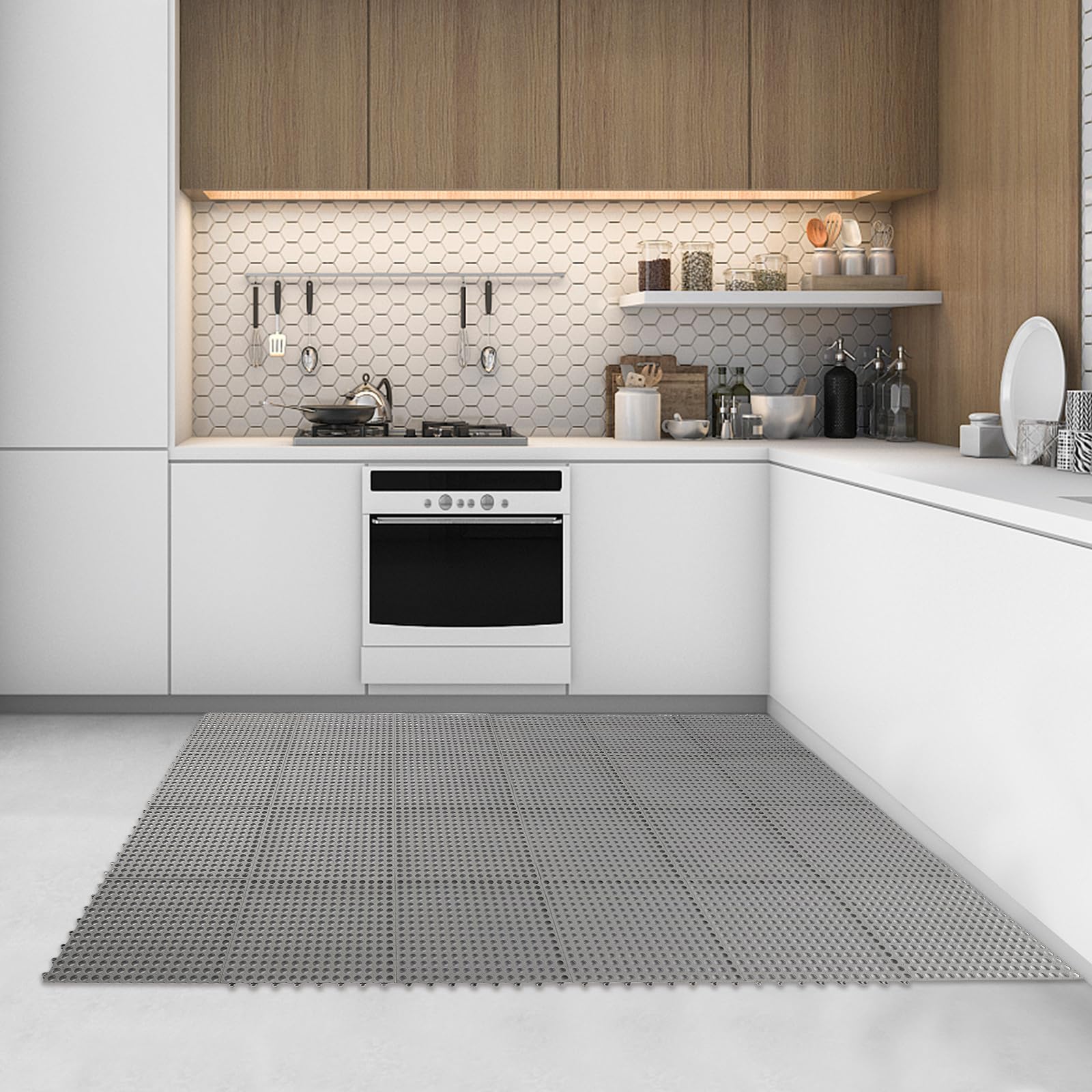 24 szt., antypoślizgowa mata do wanny, pod prysznic, mata antypoślizgowa, mata podłogowa, do kuchni, na balkon, do łazienki, wewnątrz i na zewnątrz, szara, 30 x 30 cm