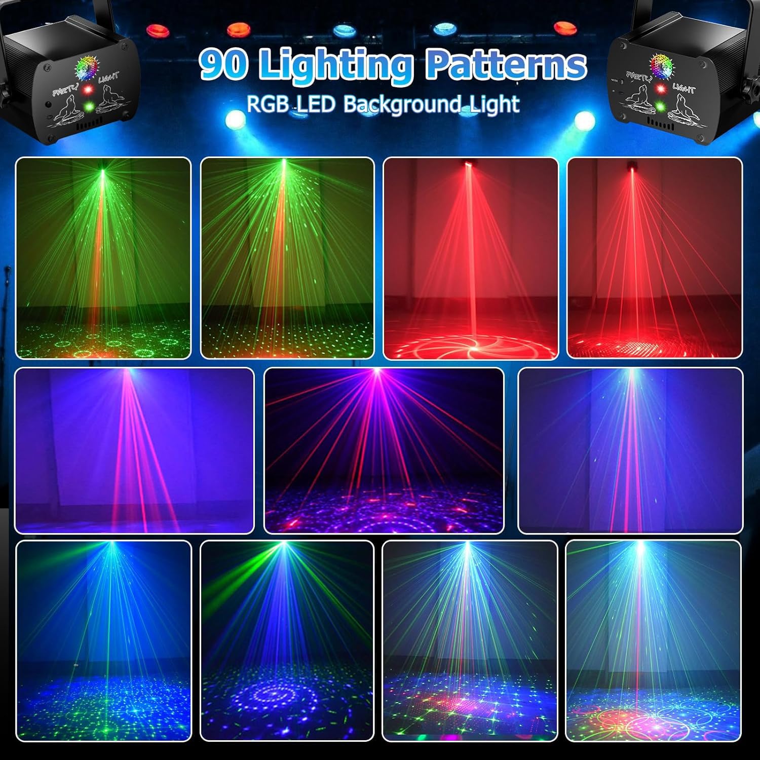 Lampe de Scène LED, Effets Disco Multicolores à Commande Sonore, Mini Projecteur à Facette pour Fête, Soirée, DJ, Disco-Bar, Club, Maison et Noël.