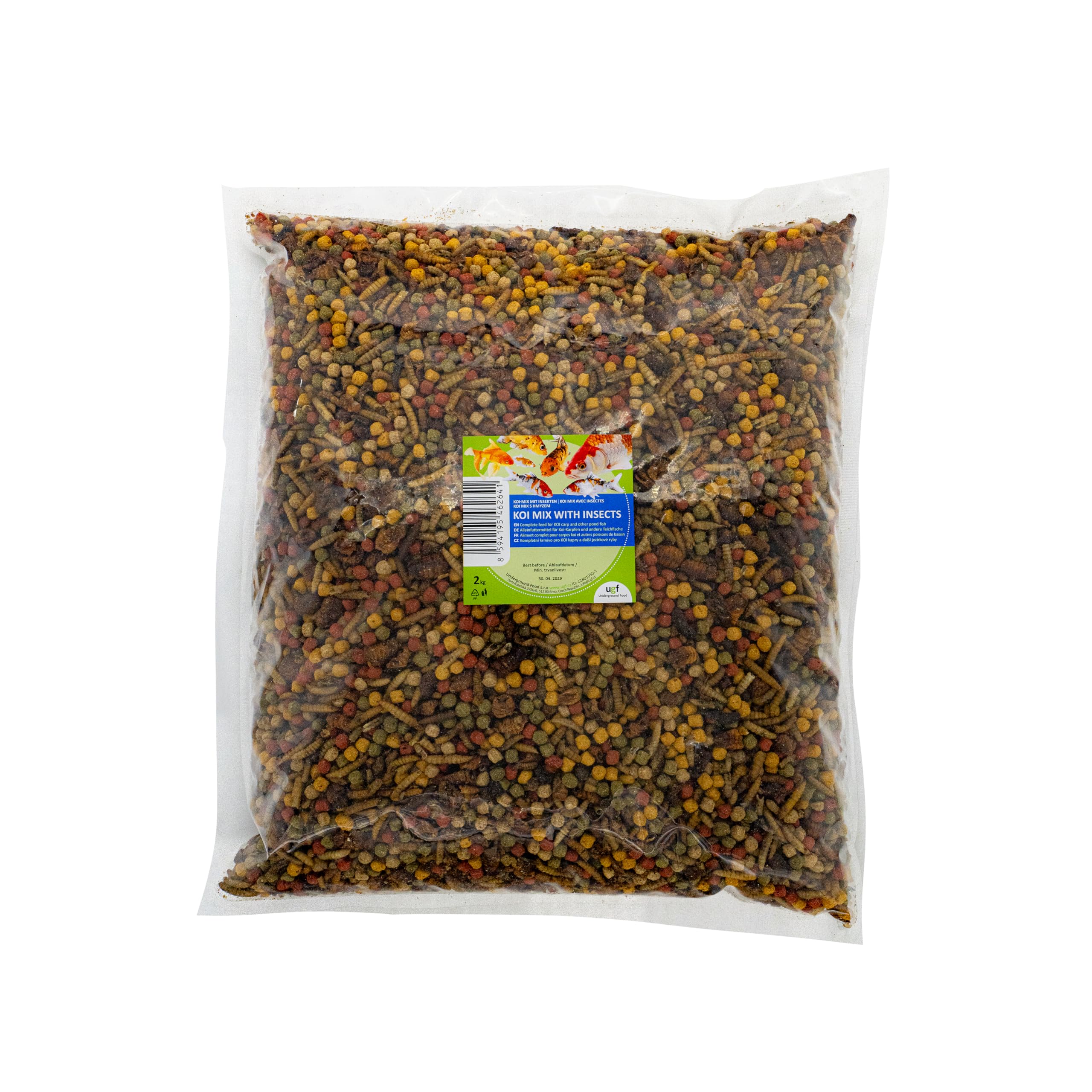 UGF - mieszanka KOI z owadami, 2 kg, bogata w białko karma KOI i karpia dla zdrowego wzrostu i koloru – pokarm dla ryb, staw, pływająca karma dla ryb stawowych