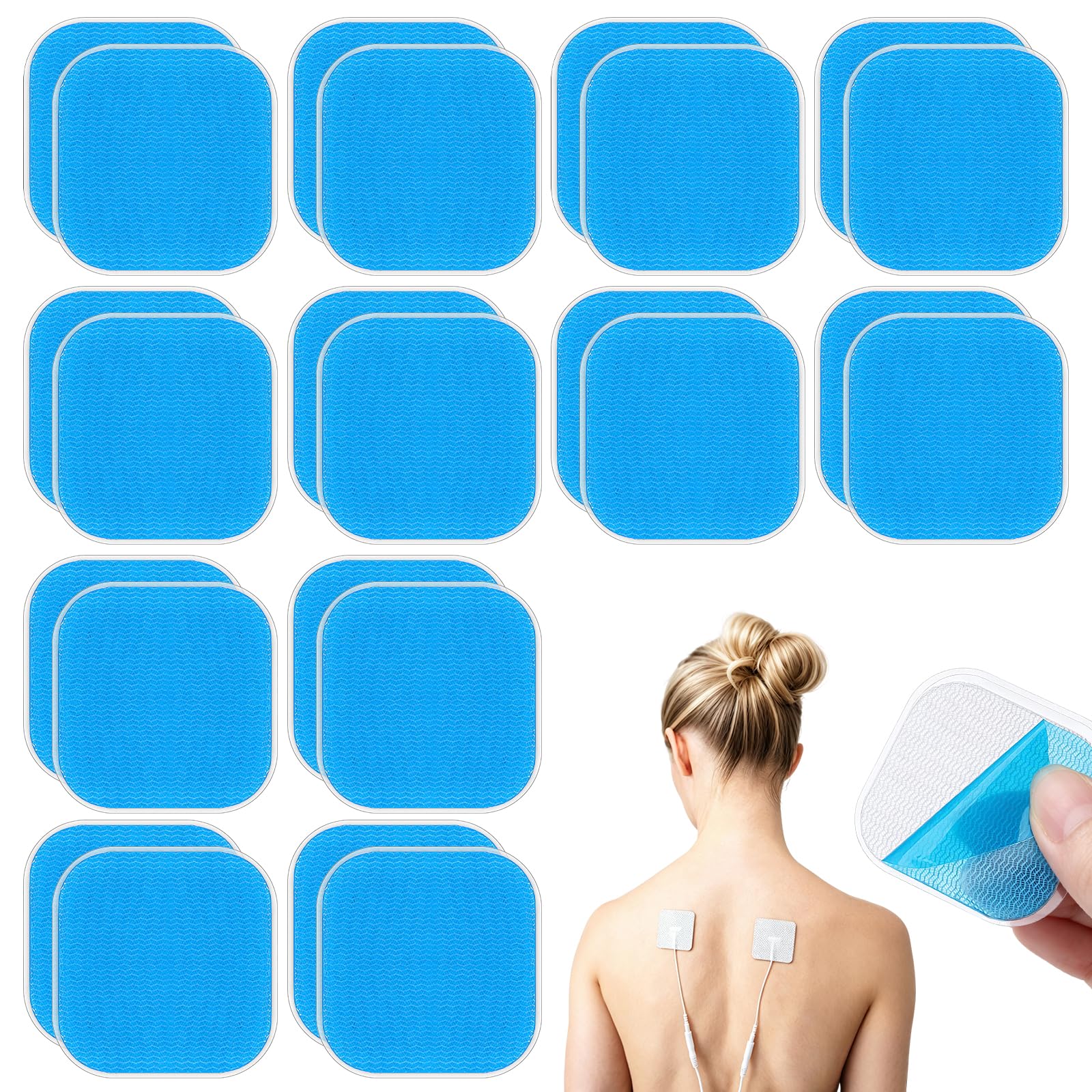 24 Pack Gel Pads Compatible with EM 59 Heat TENS Electrodes 45x45 mm