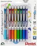 Pentel EnerGel RTX Stylo à gel liquide rétractable, Paquet d'expressions froides, 0.7mm, Astuce en métal, ligne moyenne, encres assorties, boîte de 8 Stylos (BL77XCHIBP8M)