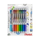 Pentel EnerGel RTX Retractable Liquid Gel Pen, Happiness Expressions Pack, 0.7mm, Metal Tip, Medium Line, Assorted Ink, Pack of 8 Pens (BL77XHAPBP8M) – view 1