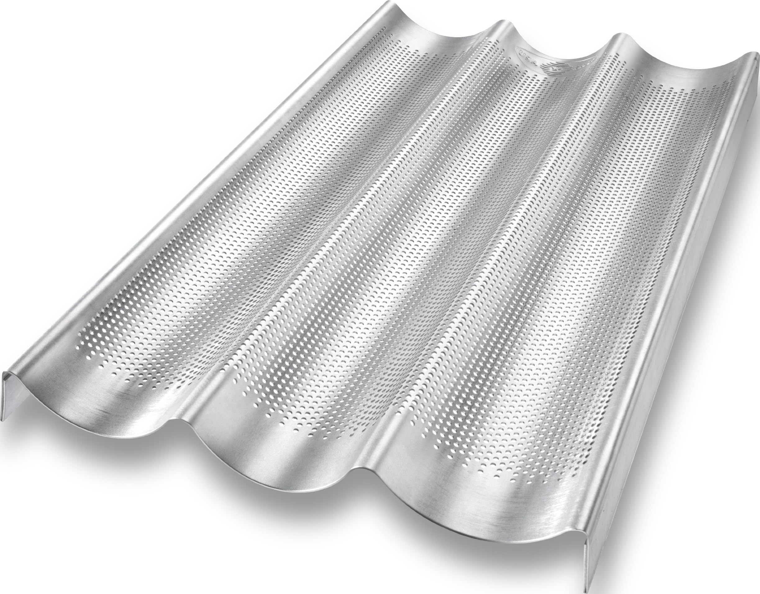 USA Pan Bakeware Aluminized Steel Perforated French Baguette Bread Pan, 3-Loaf