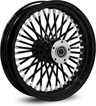 18X3.5 Fat 40 Stainless Spoke/Nipple For Harley Sportster 2008 Above 25 mm Rear Wheel - NO ABS 3-1 Black Rim/Hub/Spoke - Wheel Only