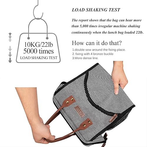 Miniatura 4 de LOKASS Lonchera aislada con apertura amplia y correa de hombro extraíble para mujereshombres adultos, trabajo, picnic, senderismo, playa, pesca