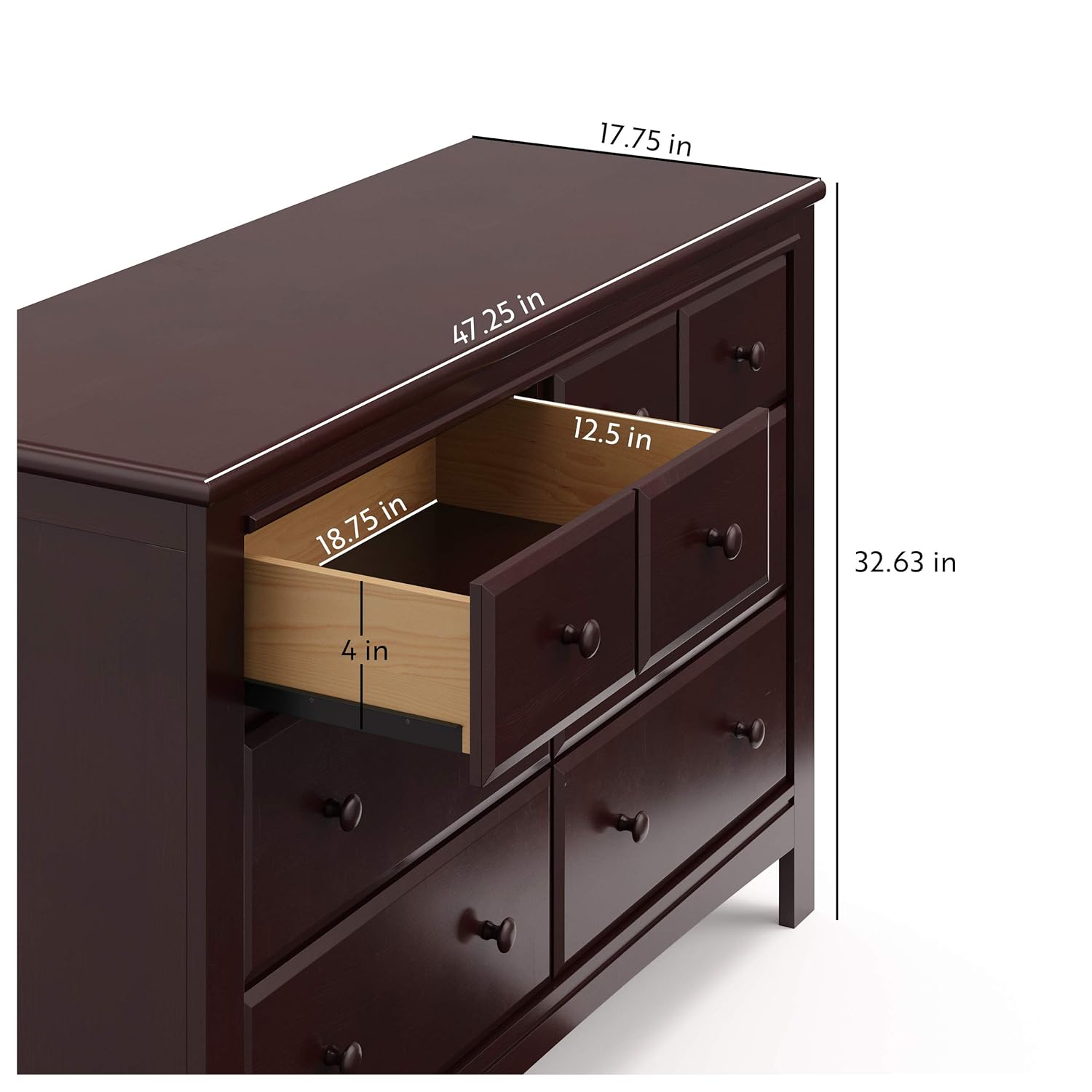 Graco Benton 6 Drawer Double Dresser (Espresso) – Easy New Assembly Process, Universal Design, Durable Steel Hardware and Euro-Glide Drawers with Safety Stops, Coordinates with Any Nursery : Baby