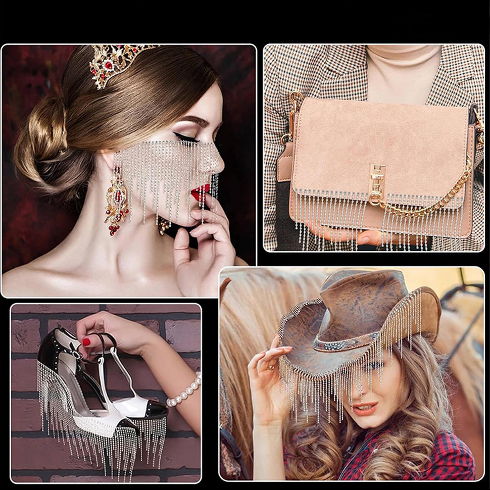 Catena Di Strass Con Nappa, Strass Di Cristallo Fai-da-te Da 1 - Foto 9