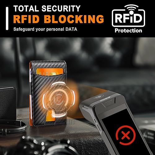 Miniatura 4 de Cartera delgada y plegable para hombre con clip para dinero, bloqueo RFID, múltiples bolsillos para tarjetas de crédito, diseño elegante y versátil
