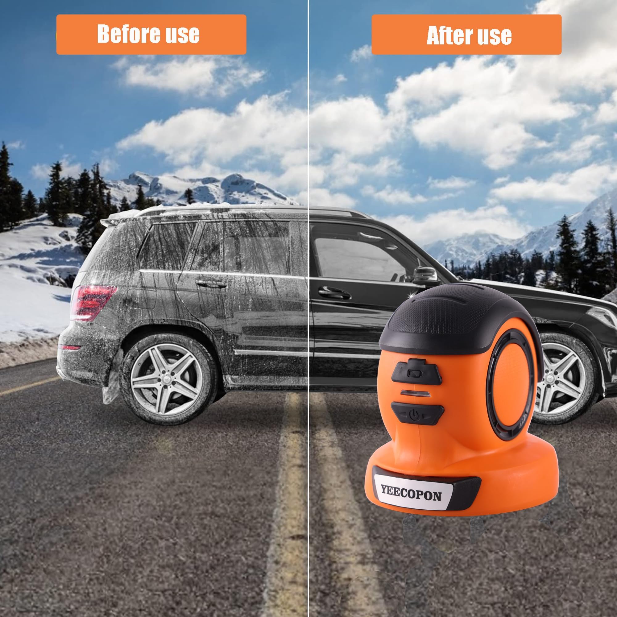 YEECOPON Rascador de hielo eléctrico de mano 3 en 1, cepillo de limpieza eléctrico, máquina pulidora eléctrica, herramienta de limpieza de nieve de ventana, raspador de nieve de coche, rascador de