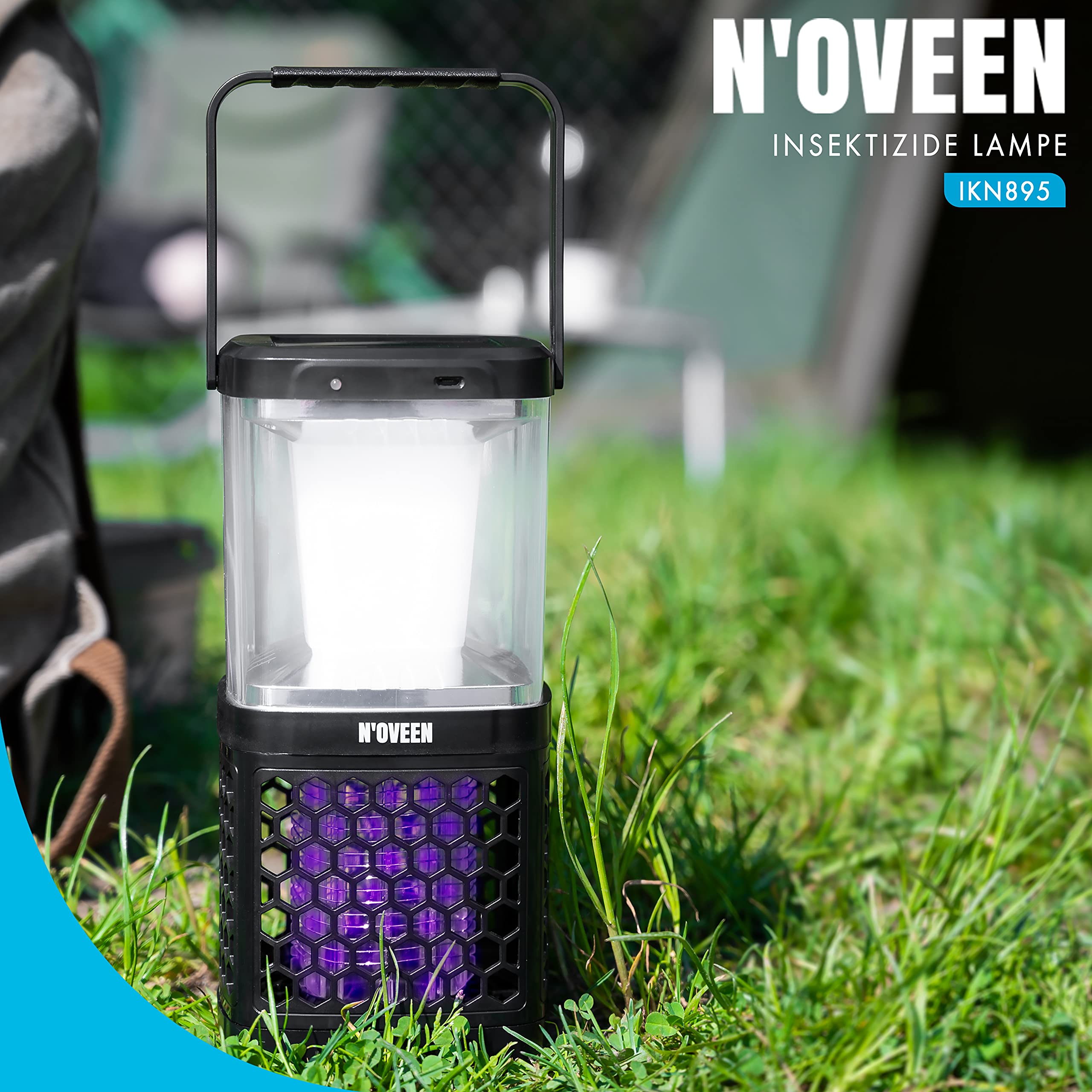 NOVEEN IKN 895 - Repellente per insetti elettrico 2 in 1, con alimentazione propria, trappola elettrica portatile per mosche – Zanzariera elettrica